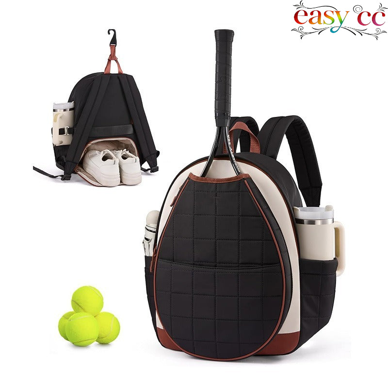New Women's Tennis Bag Casual Tennis Backpack with Cup Holder and Shoe Compartment Quilted Tennis Racket Bag Peak Sports Bag