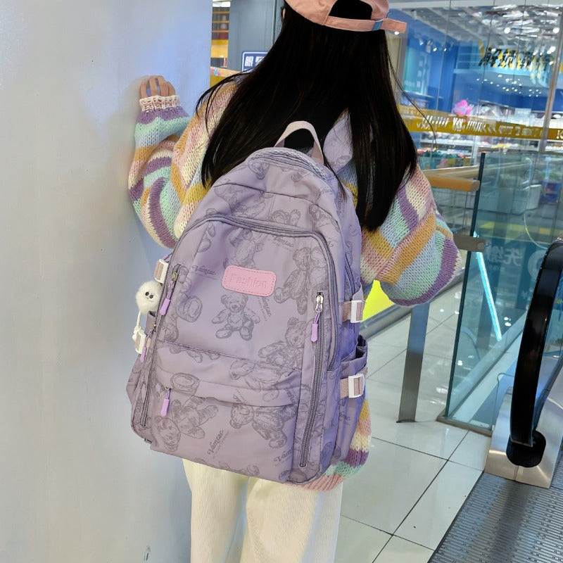 Simple Casual Backpack Girls Large Capacity Schoolbag Aesthetic Backpack for Teenager Female