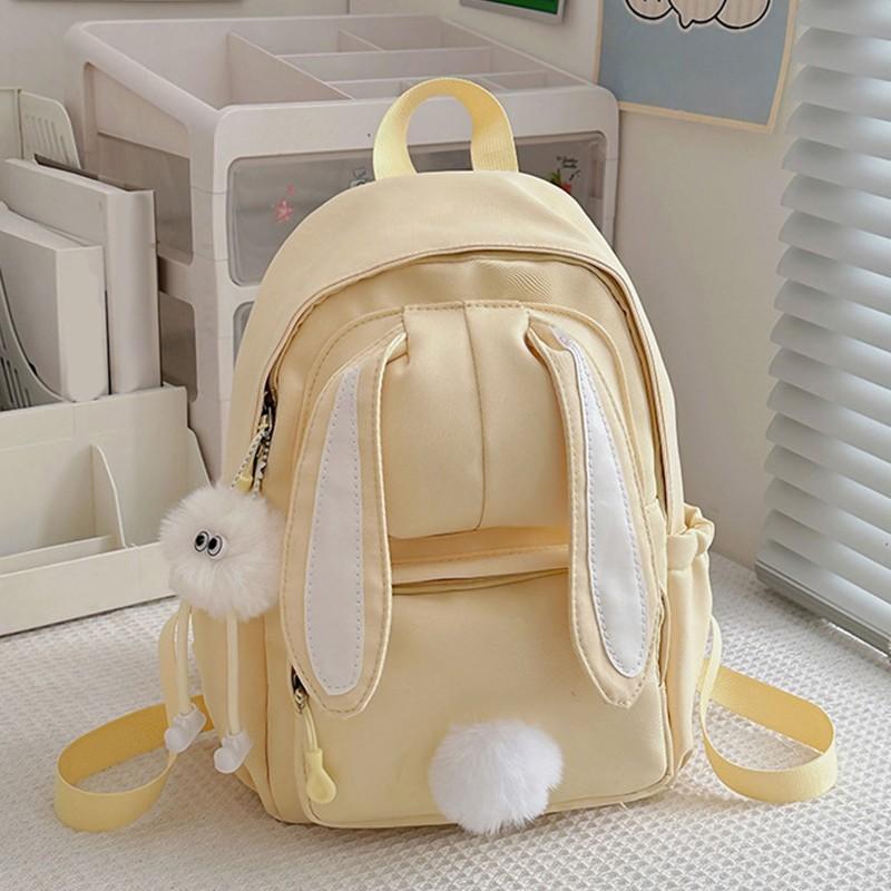 Lightweight Bunny Ear Backpack for Women & - Cute 3D Bunny Ear Design School Bookbag, Nylon Zipper Closure Daypack Suitable for Middle School, College, Travel, Spacious Hand Washable Color with Straps for Outdoor Adventures