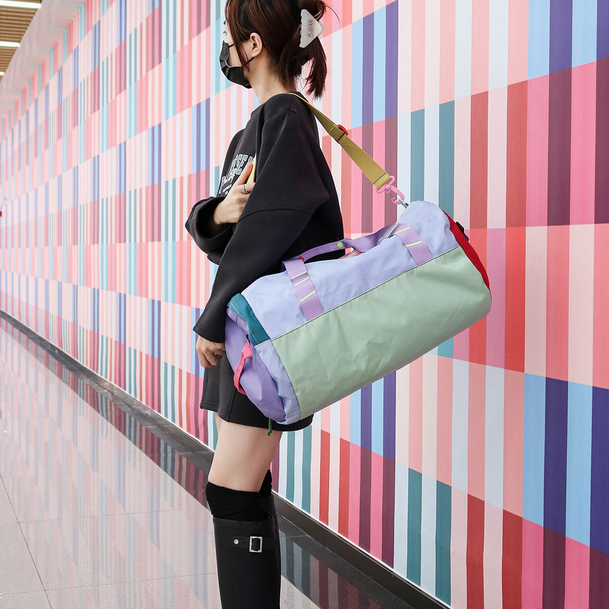 Dopamine Sports Gym Bag Unisex Travel Bag Crossbody Lightweight Sturdy Foldable Gym Swimming Travel Luggage Bag