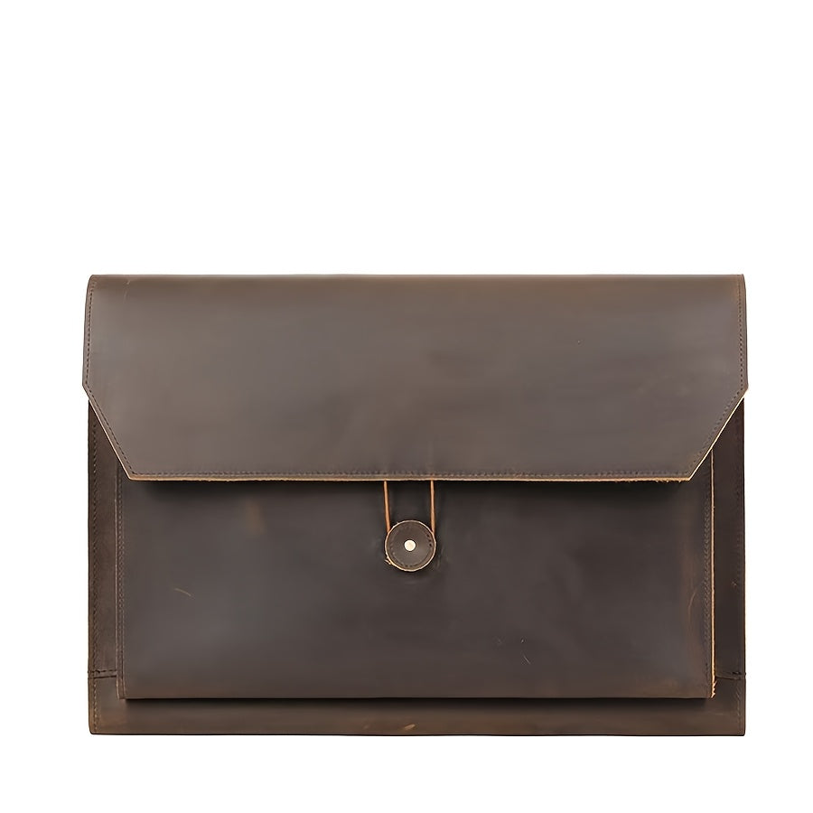 Men' Genuine Leather Laptop Sleeve Case Suitable for Commuting, Color Vintage Computer Organizer Bag with Crazy Horse, Handheld Tablet & Notebook Holder for Daily Use, Cover for Office Travel