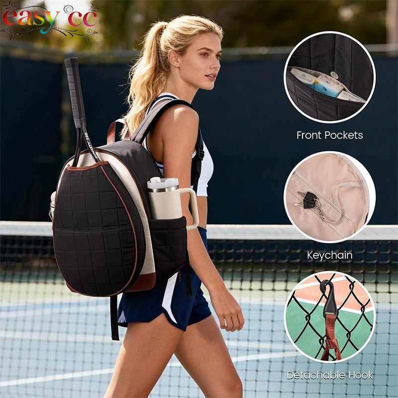 New Women's Tennis Bag Casual Tennis Backpack with Cup Holder and Shoe Compartment Quilted Tennis Racket Bag Peak Sports Bag