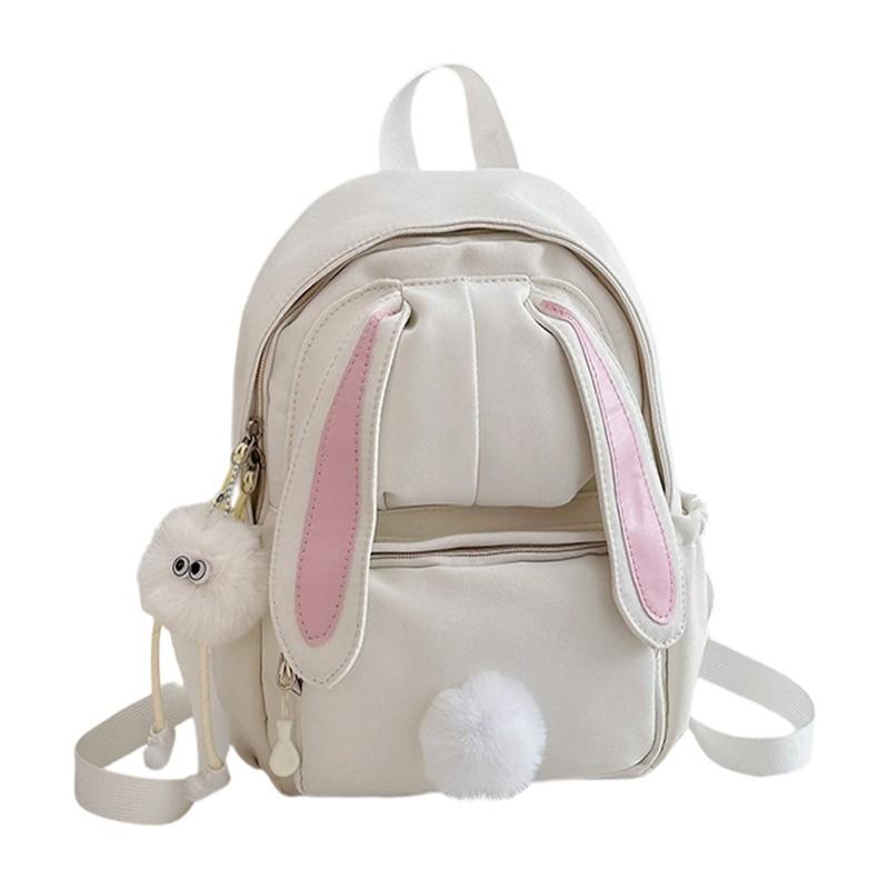 Lightweight Bunny Ear Backpack for Women & - Cute 3D Bunny Ear Design School Bookbag, Nylon Zipper Closure Daypack Suitable for Middle School, College, Travel, Spacious Hand Washable Color with Straps for Outdoor Adventures