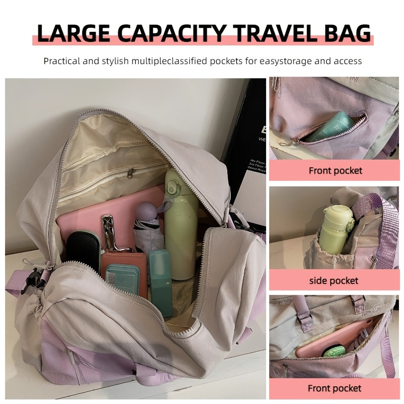 ZUOMANNI Large Capacity Travel Duffel Bag Compatible for Overnight & Weekend Getaways, Expandable Carry-On Suitcase with Multi-Pocket Design, Adjustable Strap & Bottom Expansion, Nylon Gym Bag for &, Hand Washable (Tents)