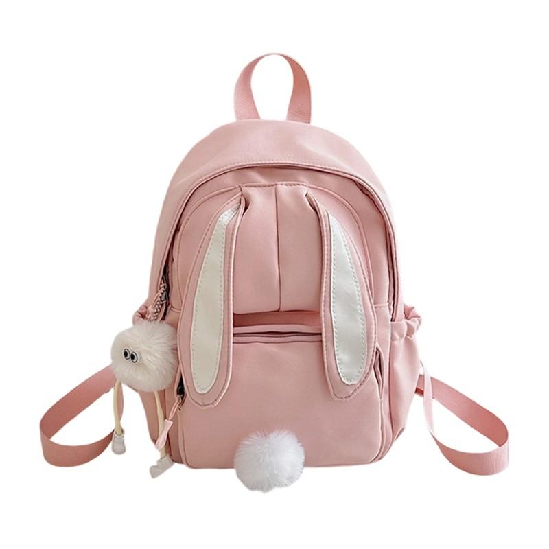 Lightweight Bunny Ear Backpack for Women & - Cute 3D Bunny Ear Design School Bookbag, Nylon Zipper Closure Daypack Suitable for Middle School, College, Travel, Spacious Hand Washable Color with Straps for Outdoor Adventures