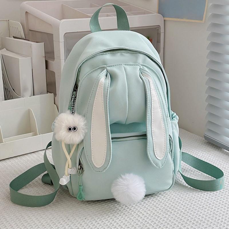 Lightweight Bunny Ear Backpack for Women & - Cute 3D Bunny Ear Design School Bookbag, Nylon Zipper Closure Daypack Suitable for Middle School, College, Travel, Spacious Hand Washable Color with Straps for Outdoor Adventures