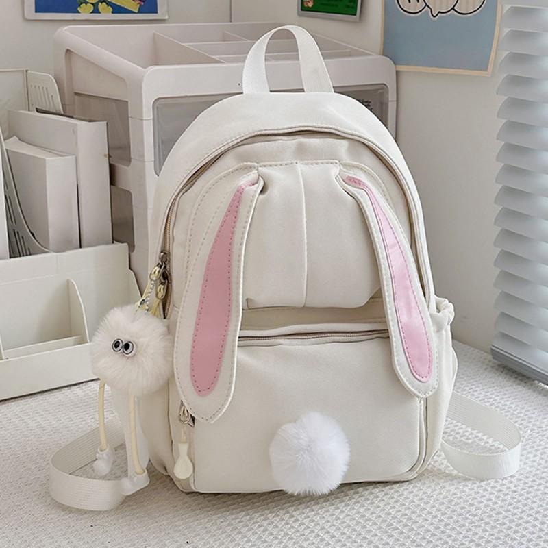 Lightweight Bunny Ear Backpack for Women & - Cute 3D Bunny Ear Design School Bookbag, Nylon Zipper Closure Daypack Suitable for Middle School, College, Travel, Spacious Hand Washable Color with Straps for Outdoor Adventures