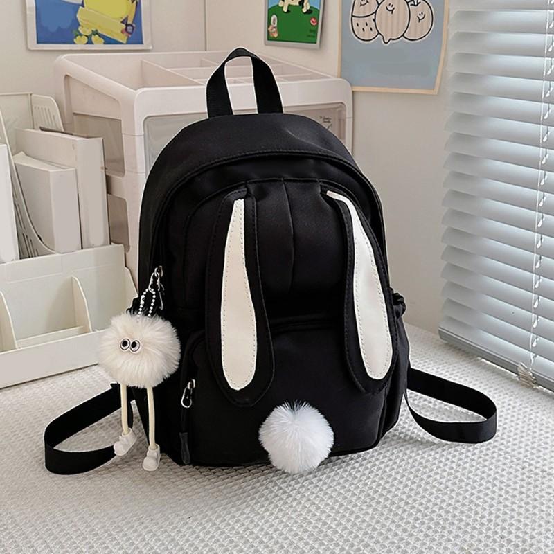 Lightweight Bunny Ear Backpack for Women & - Cute 3D Bunny Ear Design School Bookbag, Nylon Zipper Closure Daypack Suitable for Middle School, College, Travel, Spacious Hand Washable Color with Straps for Outdoor Adventures