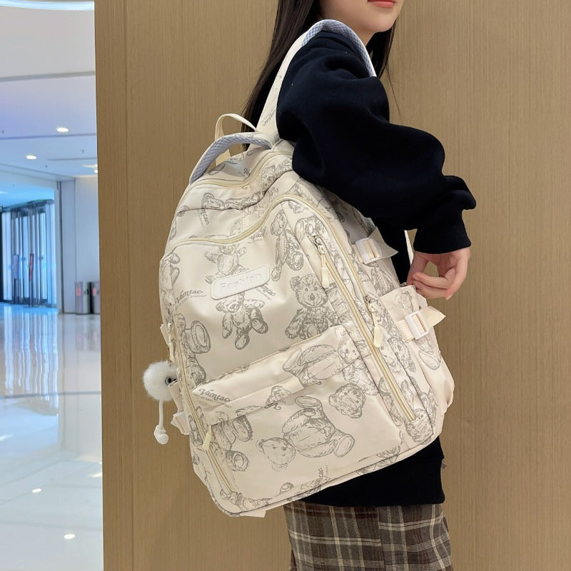 Simple Casual Backpack Girls Large Capacity Schoolbag Aesthetic Backpack for Teenager Female