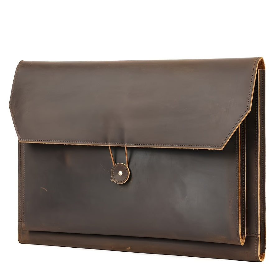 Men' Genuine Leather Laptop Sleeve Case Suitable for Commuting, Color Vintage Computer Organizer Bag with Crazy Horse, Handheld Tablet & Notebook Holder for Daily Use, Cover for Office Travel