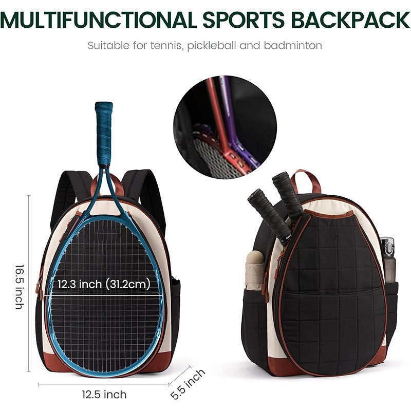New Women's Tennis Bag Casual Tennis Backpack with Cup Holder and Shoe Compartment Quilted Tennis Racket Bag Peak Sports Bag