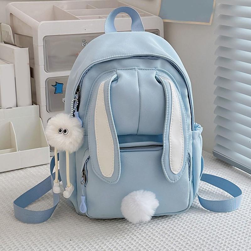 Lightweight Bunny Ear Backpack for Women & - Cute 3D Bunny Ear Design School Bookbag, Nylon Zipper Closure Daypack Suitable for Middle School, College, Travel, Spacious Hand Washable Color with Straps for Outdoor Adventures