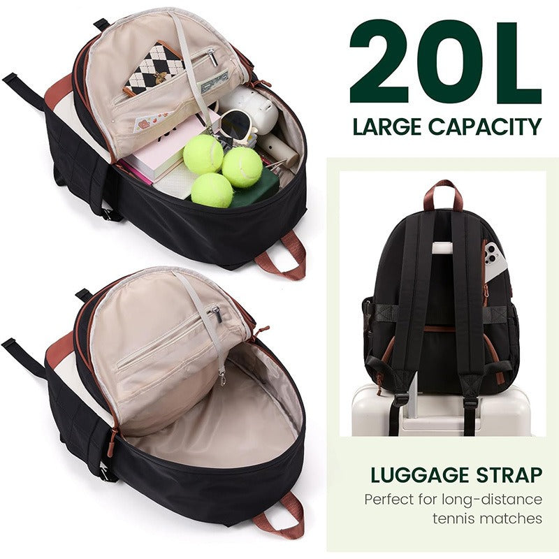 New Women's Tennis Bag Casual Tennis Backpack with Cup Holder and Shoe Compartment Quilted Tennis Racket Bag Peak Sports Bag