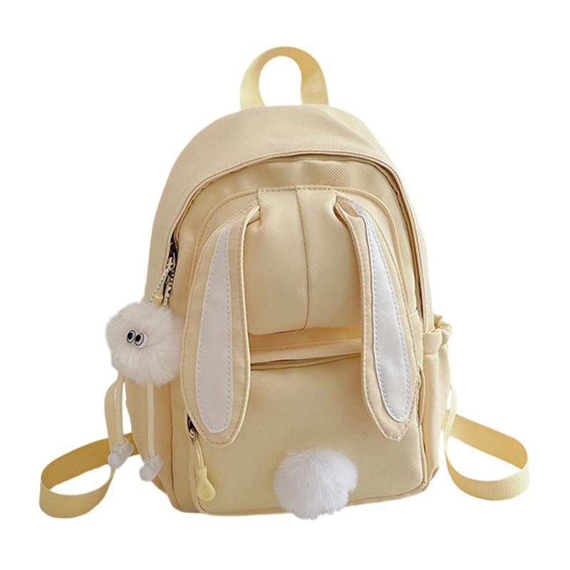 Lightweight Bunny Ear Backpack for Women & - Cute 3D Bunny Ear Design School Bookbag, Nylon Zipper Closure Daypack Suitable for Middle School, College, Travel, Spacious Hand Washable Color with Straps for Outdoor Adventures