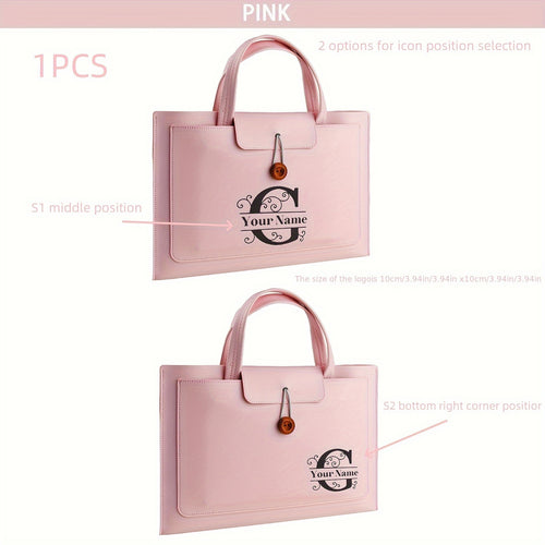 A Lightweight Laptop Bag for Custom Orders, Available in Brown, Light Pink, Dark Green, Navy Blue, Dark Gray, And Light Gray. It Features Laser-Engraved Names in a Business Style, Suitable for 15.6\u002F16-Inch Laptops