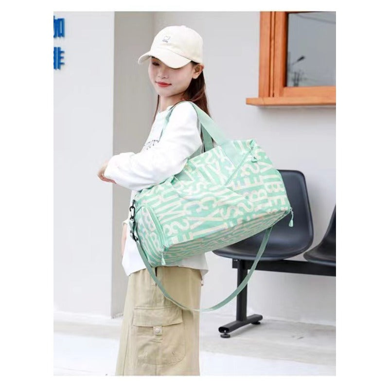 Essential Letter Print Bag for Short Trips, Swim Bag with Dry And Wet Separation, Women'S Fitness Bag, Storage Bag, Large Capacity Yoga Sports Bag